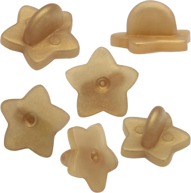 Coufce 100 Pack Star Shape Rubber Pin Backs, Lapel Pin Backing Locking Pin Keepers, Brooch Holder for Uniform Badge Hat Tie（Gold） - Image 1